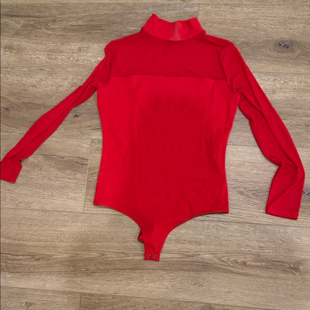 Express Bold Red Women's Long Sleeve Bodysuit